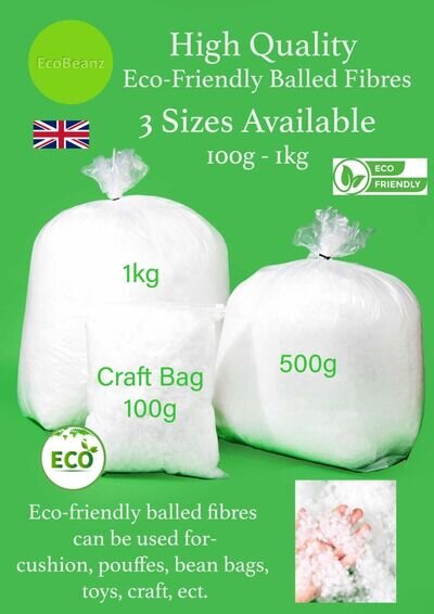 EcoBeanz Eco-Friendly Balled Fibres Bean Bag Filling 100% Recycled