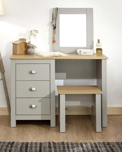 Lancaster Dressing Table Set Grey Bedroom With Drawers Mirror Stall Vanity