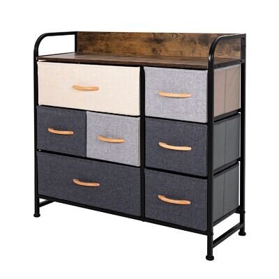 Fabric Chest of Drawers 7-Drawer Dresser 3-tier Storage Organizer Unit Bedroom