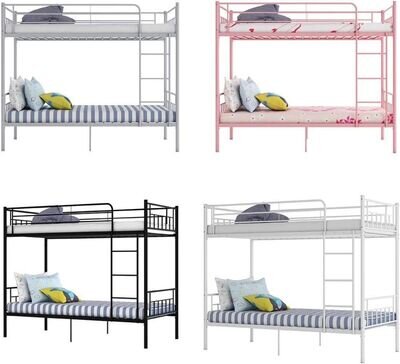 Metal Single Bunk Beds Siblings Twins Bedroom Furniture with Mattress Option