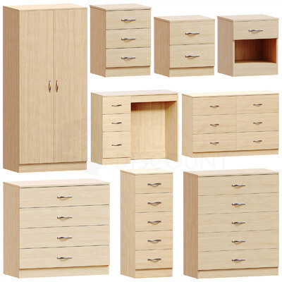 Pine Chest of Drawers Bedside Table Wardrobe Desk Modern Bedroom Furniture