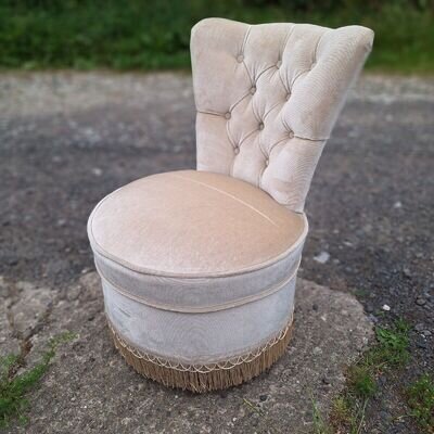 Vintage Button Back Draylon Upholstored Bedroom Chair, Sherborne?