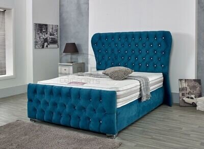 Luxury Wingback Ottoman Gas Lift Bed Frame in Plush Velvet 3ft-4ft-4ft6-5ft-6ft