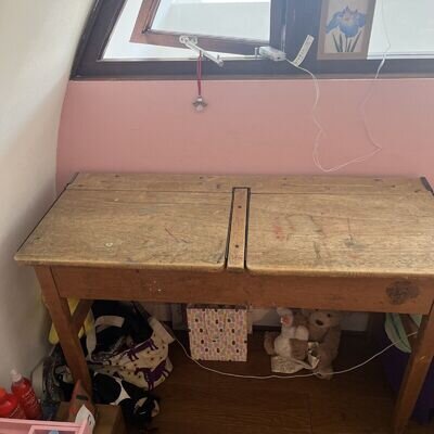 Double School Desk - Wooden Children’s Vintage - collect Wandsworth SW18