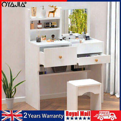 Dressing Table With Drawers Mirror Stool Set Makeup Desk Vanity Table Msfovqtgyd