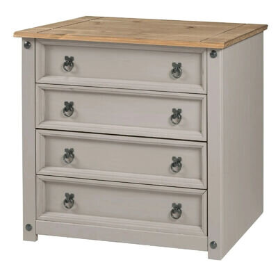 Corona Chest of Drawers 4 Drawer Grey Wax Small Solid Pine by Mercers Furniture®