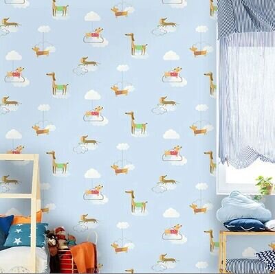 Holden Walkies Dog Pattern Childrens Wallpaper Kids Cartoon Clouds Puppies 12550