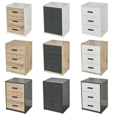 3 Drawer Wooden Bedroom Bedside Cabinet Furniture Storage Nightstand Side Table