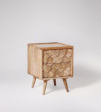 Swoon Terning 2 Drawer Bedside Table in Natural Mango Wood