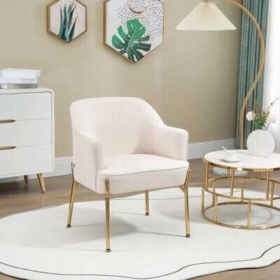 Fabric Armchair Accent Chair Metal Legs Living Room Bedroom White HOMCOM