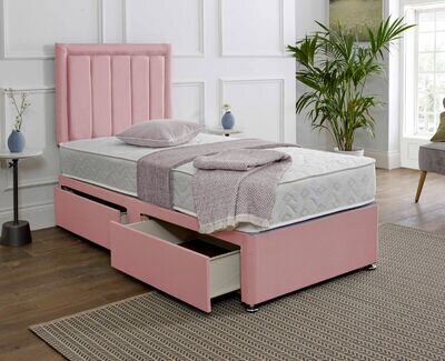 *NEW* Pink Single Divan Bed 2FT6/3FT Mattress & Headboard + Draws kids & adults