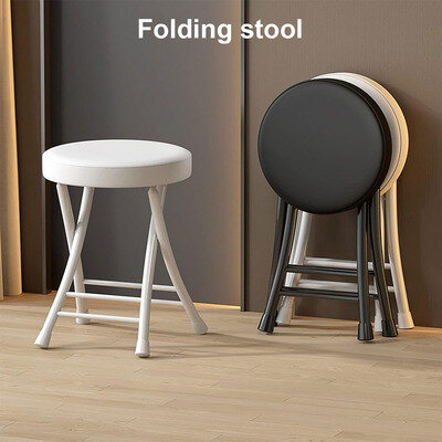 Folding Stool Soft Padded Cushioned Seat Folding Freestanding Metal Frame Home