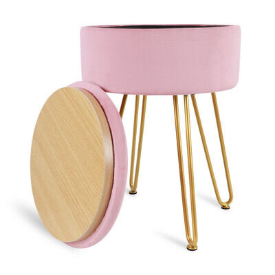 Luxurious Living Room Upholstered for Bedroom Metal Legs Chair Pink Vanity Stool