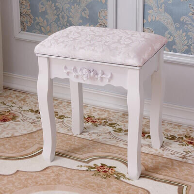 FrenchStyle Dressing Table Makeup Chair Vanity Stool Dresser Piano Seat Wood Leg