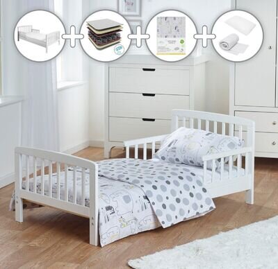 Complete Toddler Bed Bundle with Mattress and Bedding Safari Theme Traditional