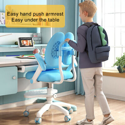 UPGRADED CHILDREN DESK CHAIR WITH 360 DEGREE WHEELS, KIDS COMPUTER CHAIR,Blue