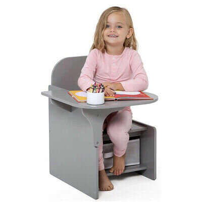 2 in 1 Children Chair Desk with Storage Bin Mysize Arts Craft Snack Toddler Kids