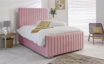 KIDS Khloe Girls Pink Plush Upholstered Bed Frame & 9" Mattress FREE DELIVERY!