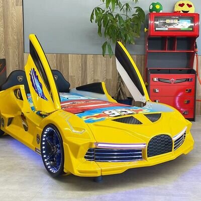 CHILDRENS LAMBORGHINI STYLE SINGLE CAR BED YELLOW NEW NOT FERRARI AUDI BMW