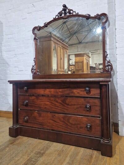 Antique Victorian mahogany vanity chest of drawers - dressing table