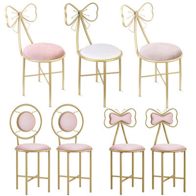 1/2 Fashion Vanity Stool Metal Frame Sun Bow Backrest Dressing Makeup Chair Seat