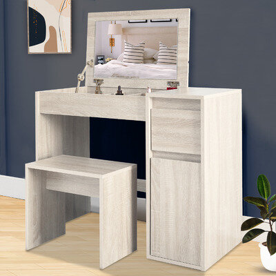 Dressing Table with Drawers Mirror Stool Set Bedroom Makeup Desk Vanity Table