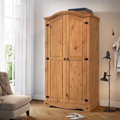 Corona Wardrobe 2 Door Arch Top Mexican Bedroom Solid Pine by Mercers Furniture