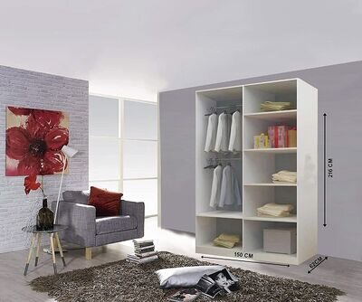 Oslo Modern White Mirror sliding door wardrobe with LED