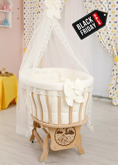 Natural Bamboo Wooden Baby Moses, Basket Crib with Deluxe Cotton Mattress