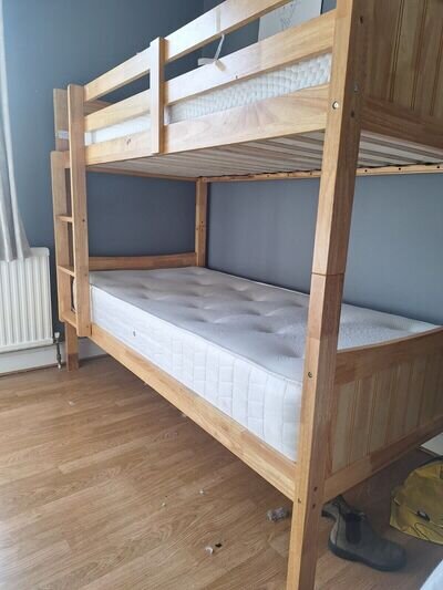 Mayflower Solid Wood Pine Bunk Bed 3ft Single Bed With Mattresses Bedroom