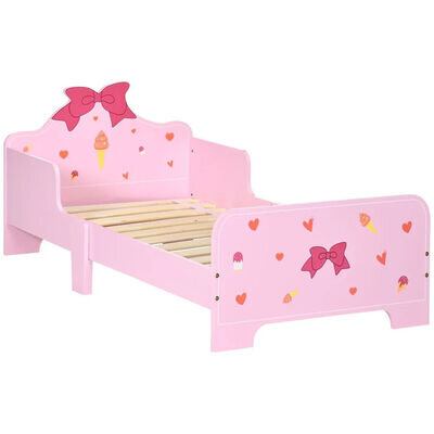 Girls Princess Themed Bed Cot Toddlers Bed Cute Patterns Safety Rails Pink