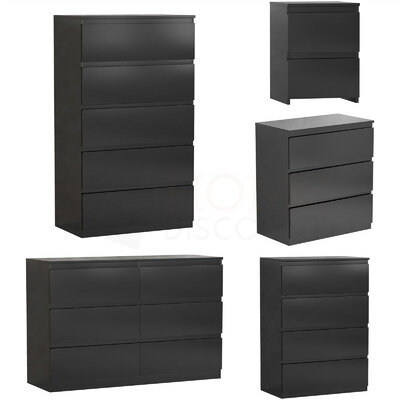 Modern Black Chest of Drawers Bedside Table Bedroom 2 3 4 5 6 8 Drawer Cabinet