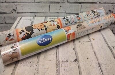 2x DISNEY Mickey Mouse Vintage Cartoon Print Wallpaper Rolls 0.52mX10m CG T05