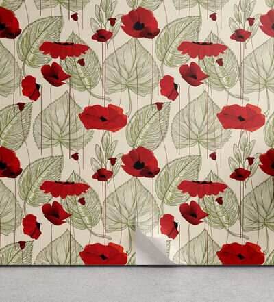 Poppy Flower Wallpaper Sketch Leaves Rural