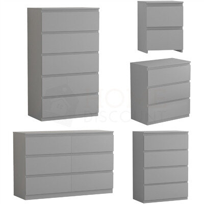 Modern Grey Chest of Drawers Bedroom Furniture Storage Bedside 2 to 8 Drawers