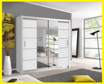 Oslo 2 and 3 Mirror Sliding Door Wardrobe in 4 Sizes and 4 Colors