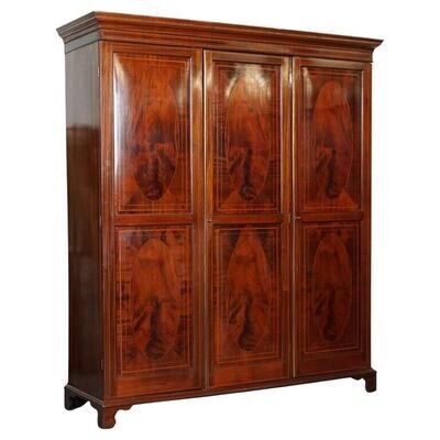 LOVELY ANTIQUE TRIPLE HARDWOOD WARDROBEJ1