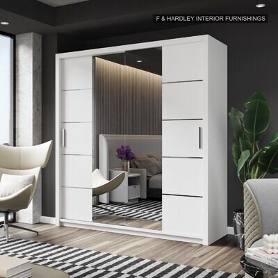 FHI-DALLAS sliding mirror door wardrobe white/black/grey/oak