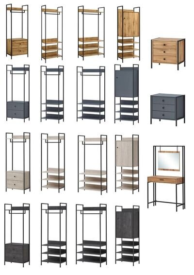 Modern Freestanding Wardrobe Cabinet w/ Clothes Rail, Drawers & 3 Shelves - Y1