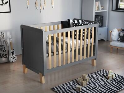 Baby Cot Bed 120x60cm with Wooden Barrier & Deluxe Aloe Vera Mattress