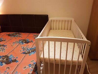 Cot Bed With Aloevera Mattress - White (Used- Good Condition)