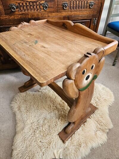 Vintage Children's Teddy Bear Hardwood Desk in Original Condition