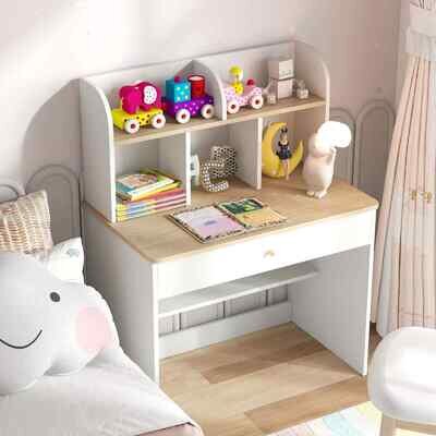 Children Writing Table Wooden Study Desk with Drawer