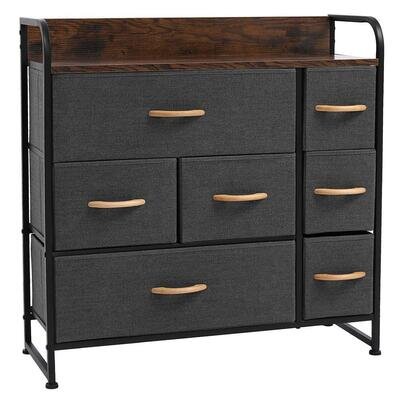 7 Drawer Fabric Chest of Drawers Bedroom Dresser Storage Cabinet Organizer Unit