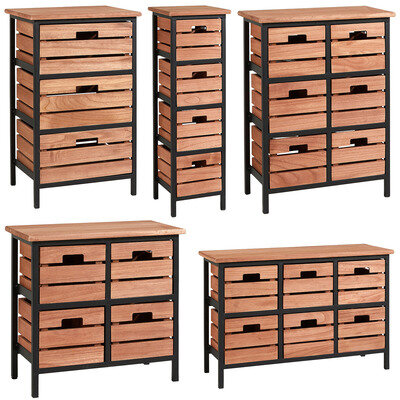 Solid Wood Chest of Drawers Storage Unit Bedroom Office Organiser Metal Frame