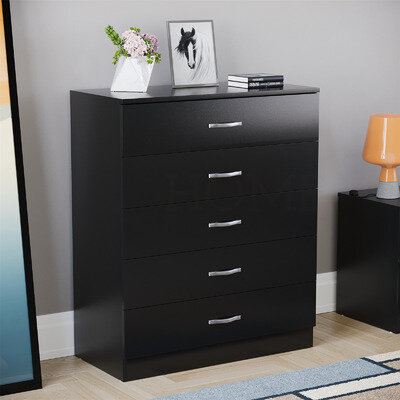 SALE 5 Drawer Chest of Drawers Metal Handles Bedroom Storage Furniture Black