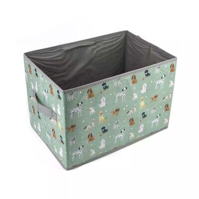 Foldable Toy Box Green Foldable Pet Dog Treats Storage Box w/ Handles Organizer