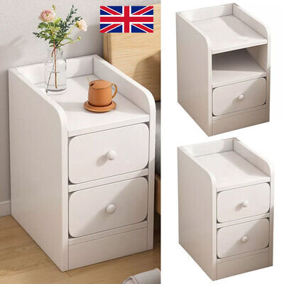 1/2Drawer Wooden Bedroom Bedside Cabinet Furniture Storage Nightstand Side Table