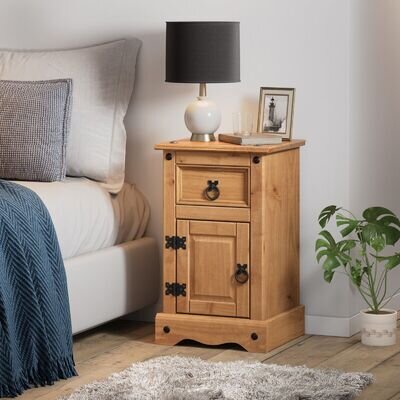 Corona Bedside Cabinet Pot Cupboard Table Mexican Pine by Mercers Furniture®