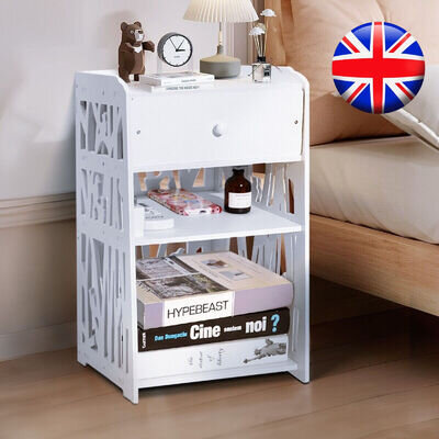 Bedside Table White Drawer Cabinet Small Side End Table Nightstand Storage Shelf